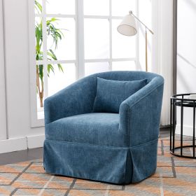 360-degree Swivel Accent Armchair Linen Blend Blue