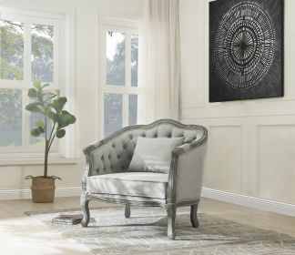 ACME Samael Chair w/Pillow, Gray Linen & Gray Oak Finish LV01163