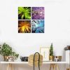 4 Panels Canvas Wall Art Spring Summer Autumn Winter Four Seasons Landscape Color Tree Painting Picture Prints Modern Giclee Artwork Stretched and Fra