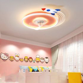 Simple Modern Children's Ultra-thin Round Nordic Restaurant Ceiling Fan (Option: Pink 60CM-Tricolor dimming)