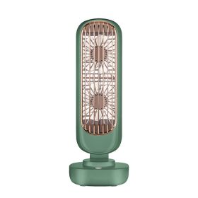 New Double-leaf Tower Fan Office Desktop Small Fan Spot Cross-border Vertical Portable Rechargeable Usb Electric Fan (Option: Green-USB)