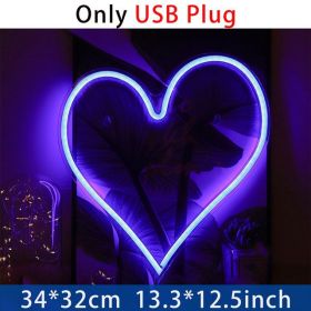 Love Heart Neon Acrylic Transparent Back Molding Light Atmosphere Light Decoration (Option: Blue-USB)