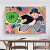 Hand Painted Oil Painting  Alec Monopoly Painting Wall Street Art Modern Abstract Living Room Hallway Bedroom Luxurious Decorative Painting