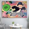 Hand Painted Oil Painting  Alec Monopoly Painting Wall Street Art Modern Abstract Living Room Hallway Bedroom Luxurious Decorative Painting