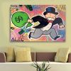 Hand Painted Oil Painting  Alec Monopoly Painting Wall Street Art Modern Abstract Living Room Hallway Bedroom Luxurious Decorative Painting