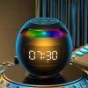 Wireless Portable Speaker With Clock Alarm & Human Body Induction, Color Atmosphere Light, Waterproof Small Speaker With Light Card